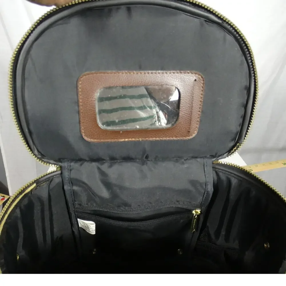 Vintage Pierre Cardin Makeup Train Case Zipper Closure Handle Strap Canvas